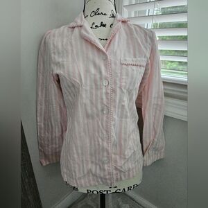 Victoria's Secret Pink and White Striped Pajama Shirt And Pants